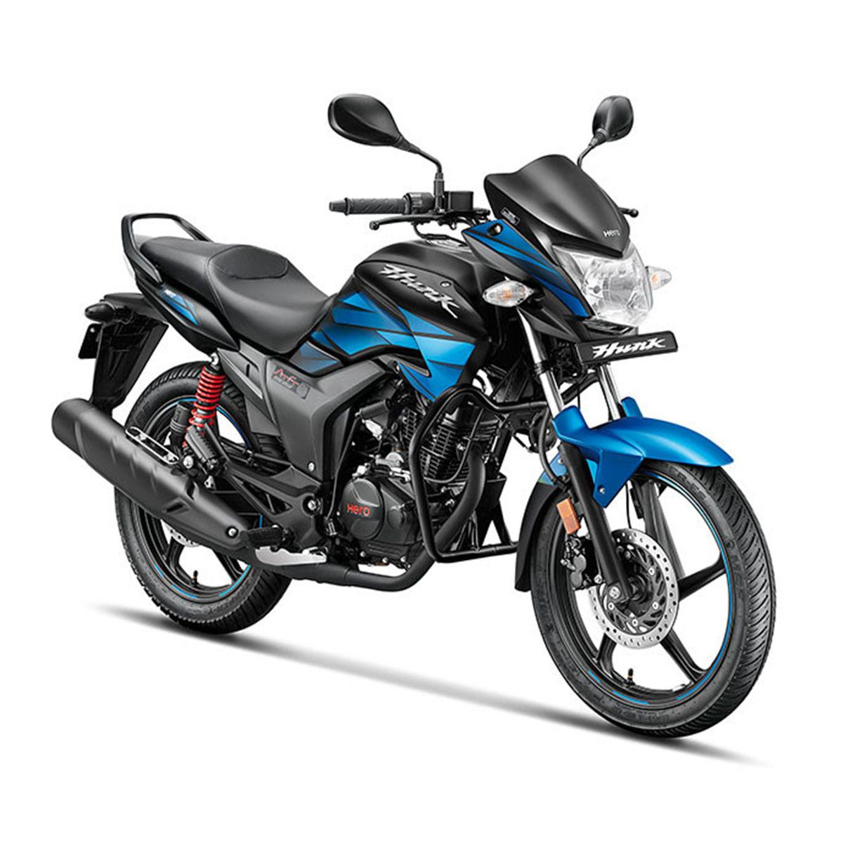 Hero Hunk 150 CC Bike DDM - Matt Black With Techno Blue (Double Disc)