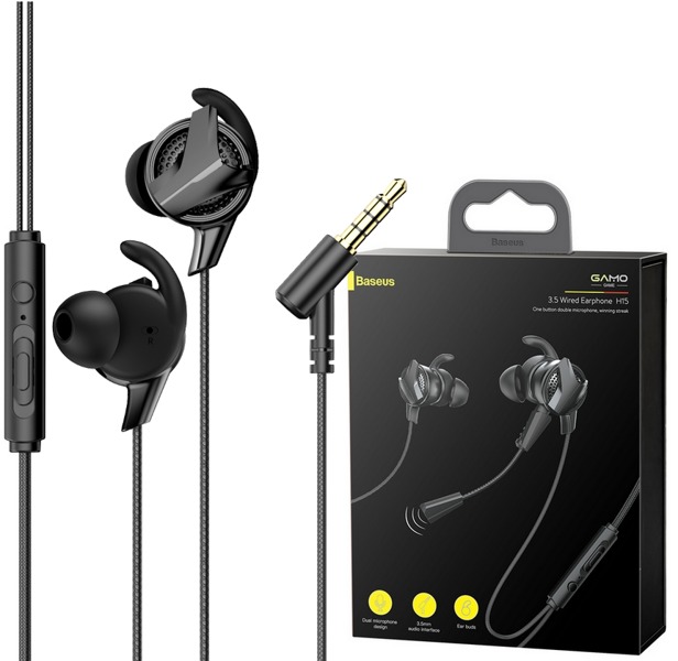 Baseus Gamo H15 Dual Microphone HiFi Gaming Earphone - Black