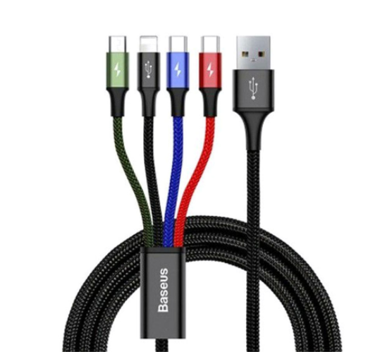 Baseus 4 in 1 Rapid Series 2 Type-C 1 Micro USB Cable & One Lightning Port & One iiPhone (8 Pin)