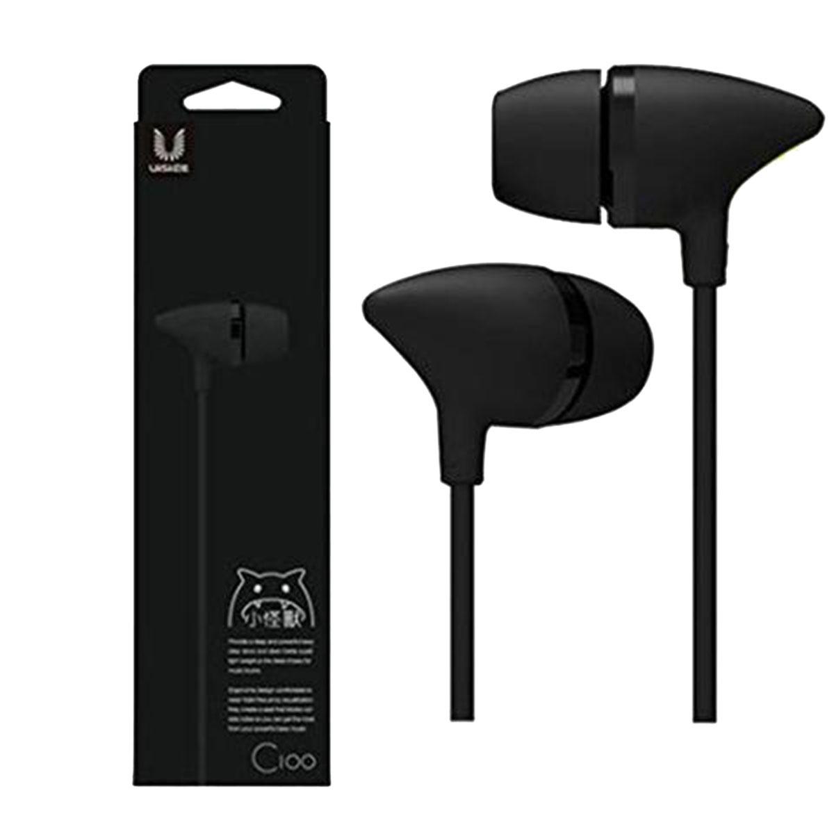 UIISII C100 earphoneIn-ear Wired Heavy Bass Earphones - Black
