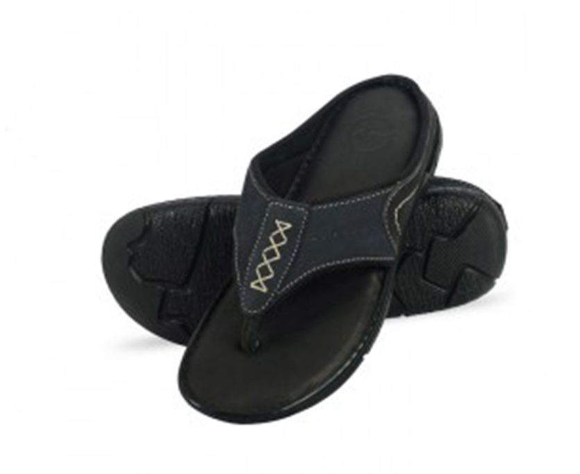 Best Quality Softy Nubuck Leather with Deco Stitch Men Trendy Slipper- Blue