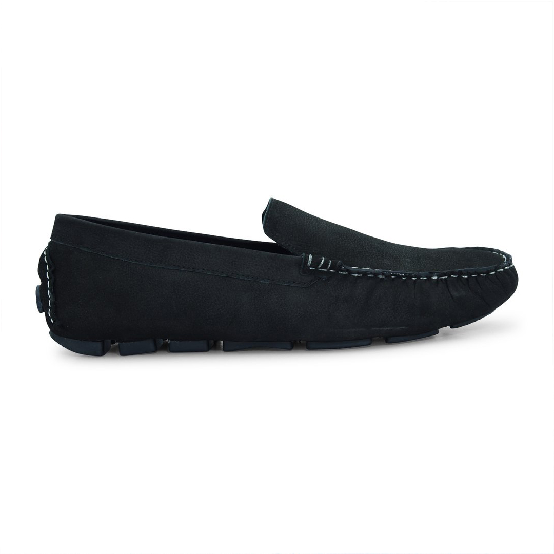 Men  Black Loafer Shoe In Suede Leather