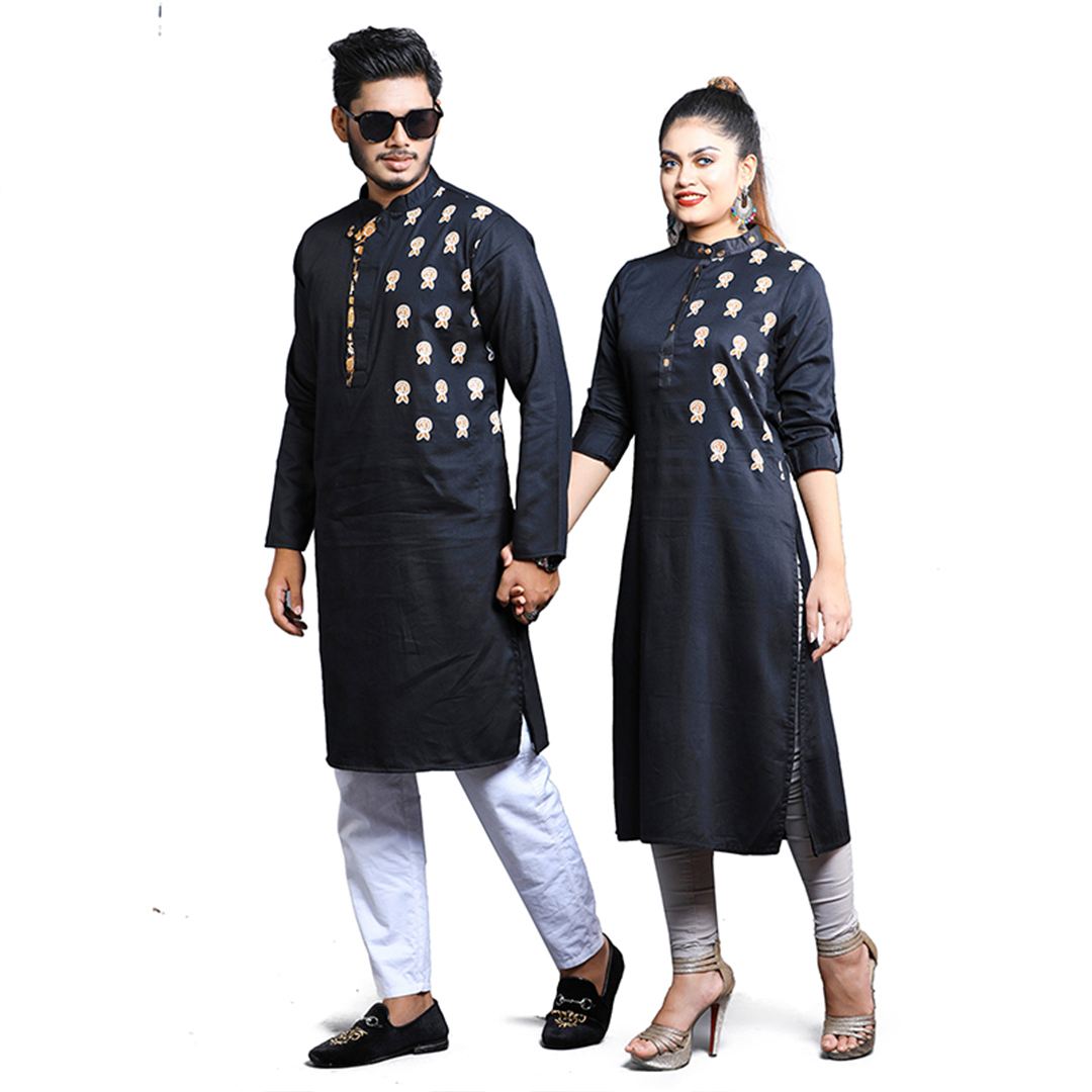 Couple Panjabi & Kameez For Men & Women - Black
