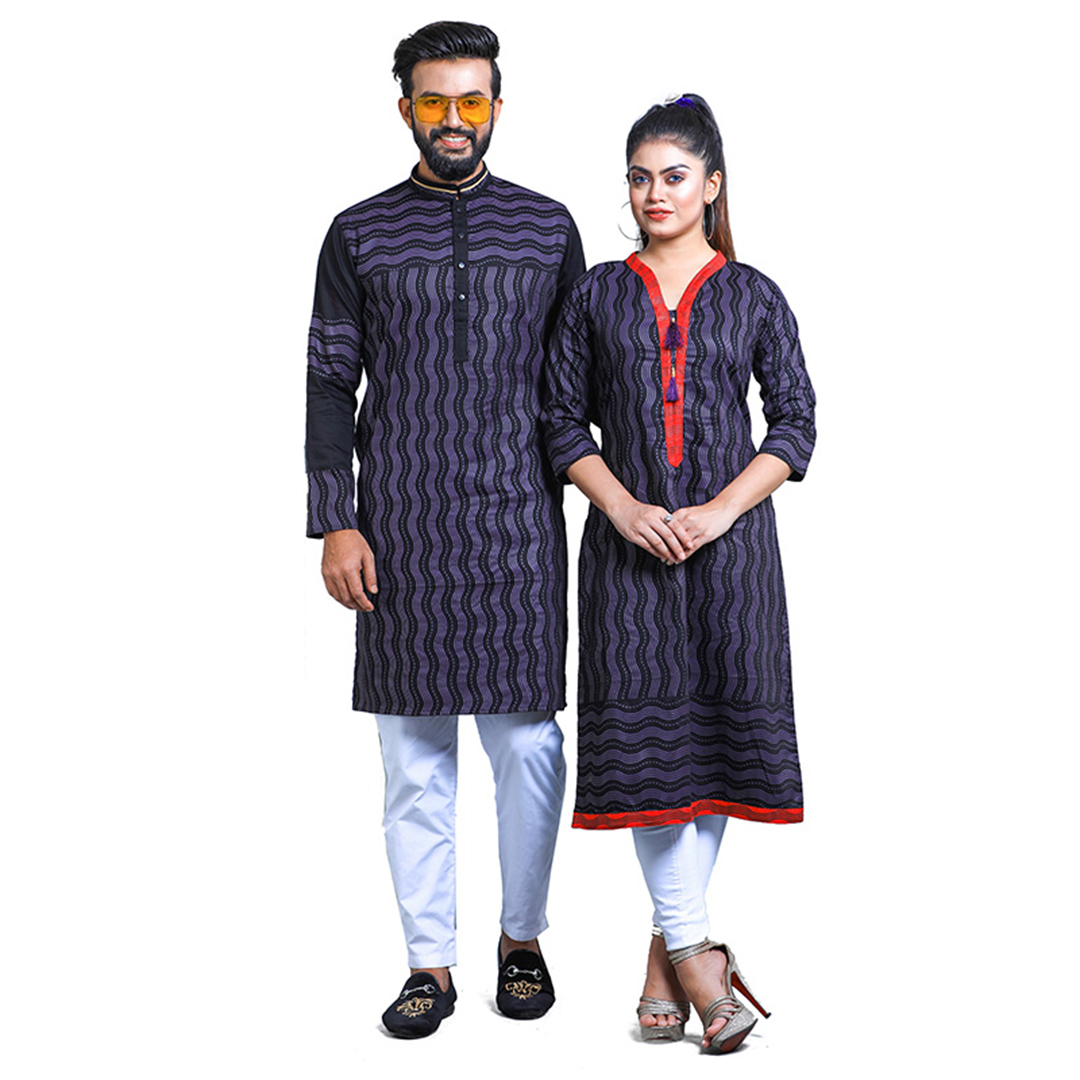 Couple Panjabi & Kameez For Men & Women - Black
