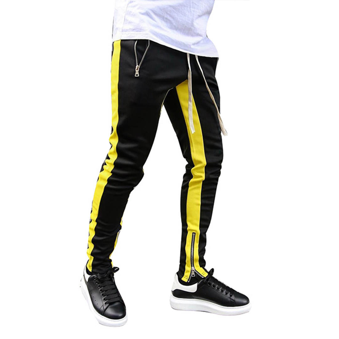 Premium Quality Men  Cotton Joggers - Black & Yellow