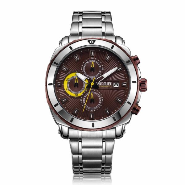 MEGIR 2075 Menâ€™s Quartz Chronograph Watch â€“ Brown